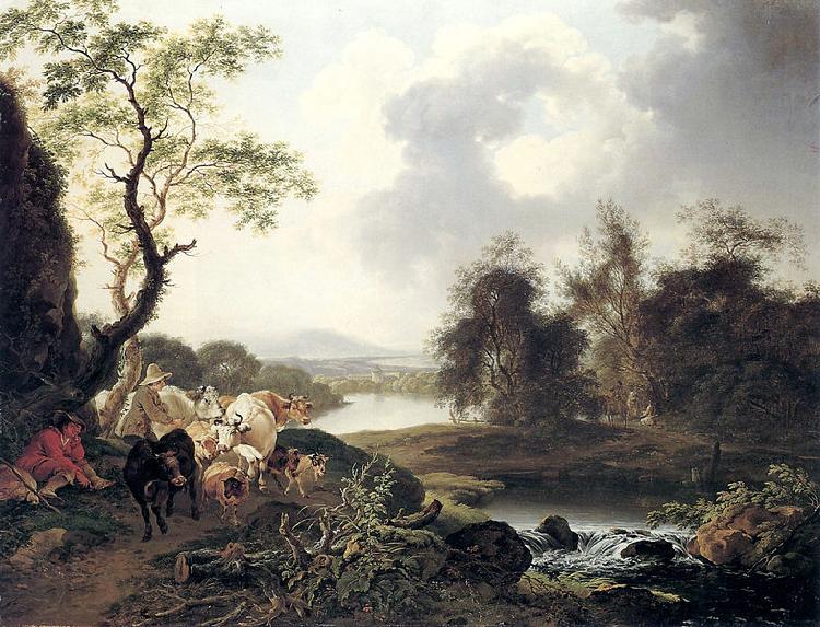 Ferdinand Kobell Flusslandschaft mit Wasserfall Spain oil painting art